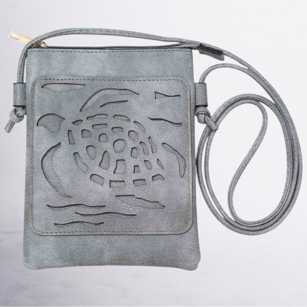 Unbranded‎ Blue Leather Sea Turtle Crossbody Bag